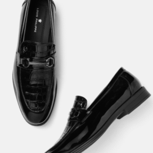 Men Formal Croc Textured Leather Horsebit Loafers
