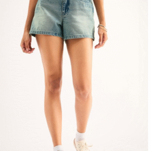 Women vWashed Mid-Rise Pure Cotton Denim Shorts